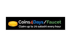 Coins4Days Faucet: claim up to 70 satoshi every 60 minutes!